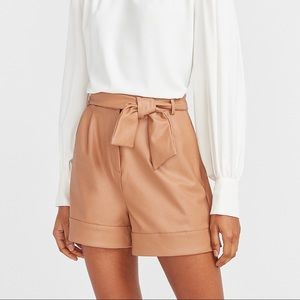 Vegan Leather Belted Shorts